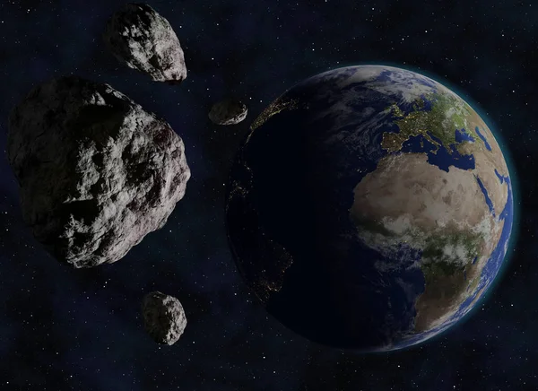 Huge Asteroids Coming Perilously Close Earth — Stok fotoğraf