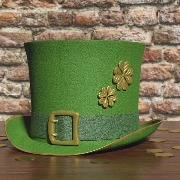 Patricks Day Green Leprechaun Hat Rechtenvrije Stockfoto's