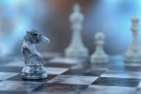Ilustrace Šachové Partie Ukazující Rytíře — Stock fotografie