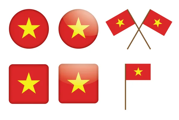 Odznaki z flaga Wietnamu — Wektor stockowy