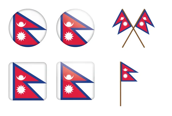 Insignias con bandera de Nepal — Vector de stock