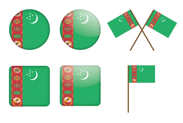 Insignias con bandera de Turkmenistán — Vector de stock