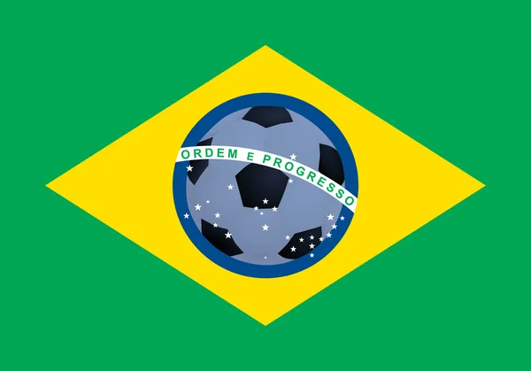 Drapeau du Brésil avec football — Image vectorielle