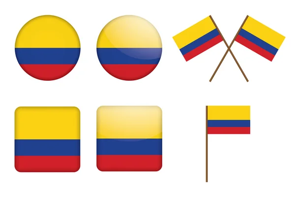 Knopies met vlag van colombia — Stockvector