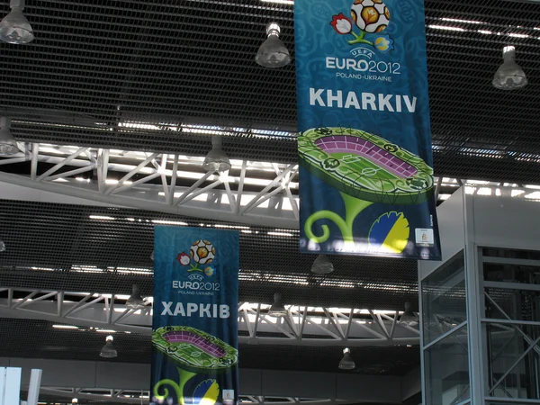 Euro 2012 affiches in luchthaven — Stockfoto