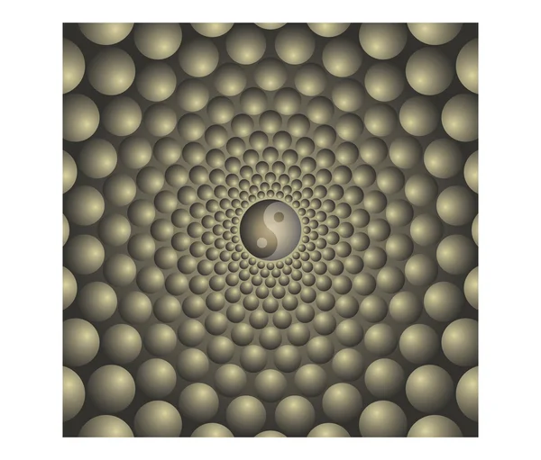 Fond de bulles avec symbole yin yang — Image vectorielle