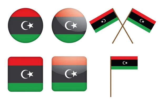 Insignias con bandera de Libia — Vector de stock