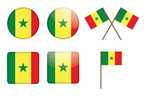 Distintivos com bandeira de Senegal — Vetor de Stock