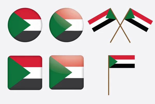 Badges with flag of Sudan — Stock Vector