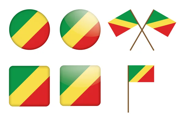 Insignias con bandera del Congo — Vector de stock