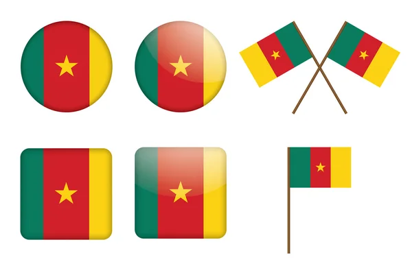 Distintivi con la bandiera di Camerun — Vettoriale Stock