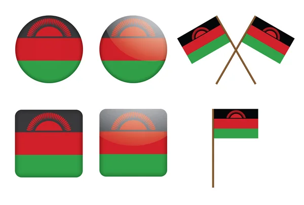 Jelvények, zászlók, Malawi — Stock Vector