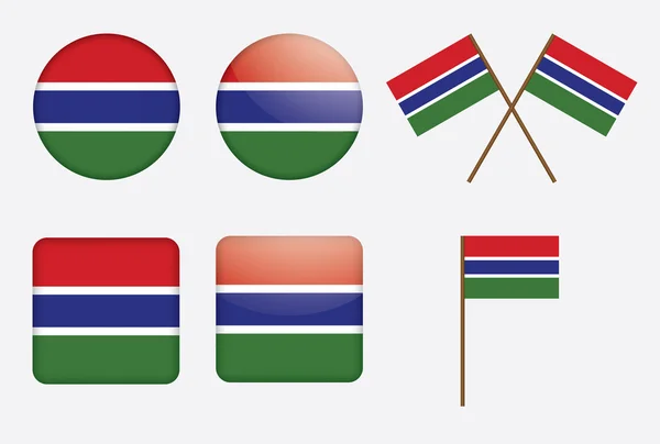 Insignias con bandera de Gambia — Archivo Imágenes Vectoriales