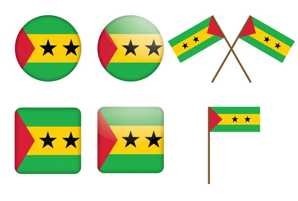 Distintivos com bandeira São Tomé e Príncipe —  Vetores de Stock