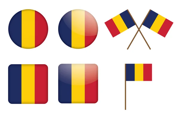 Значки с флагом Чада — стоковый вектор