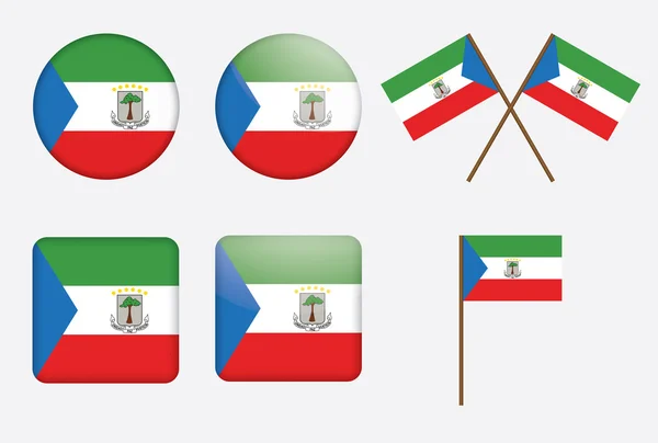 Rozetleri ile Ekvator Ginesi Cumhuriyeti bayrağı — Stok Vektör