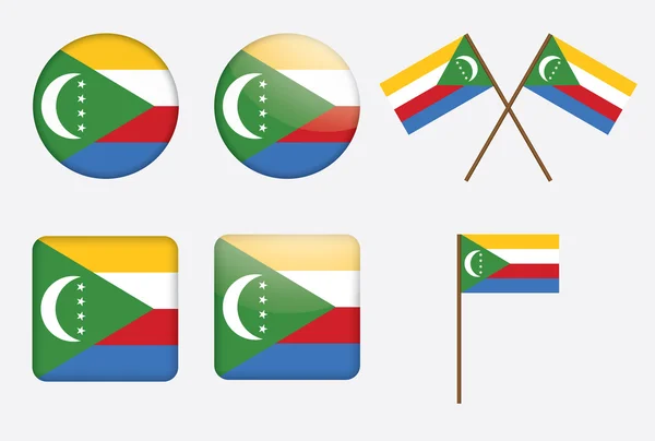 Badges avec drapeau de l'Union des Comores — Image vectorielle