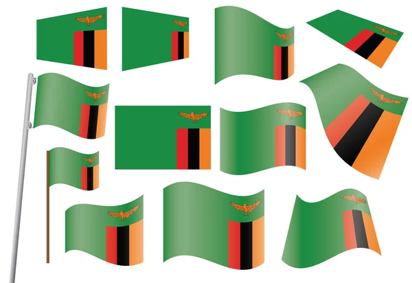 Drapeau de zambia — Image vectorielle