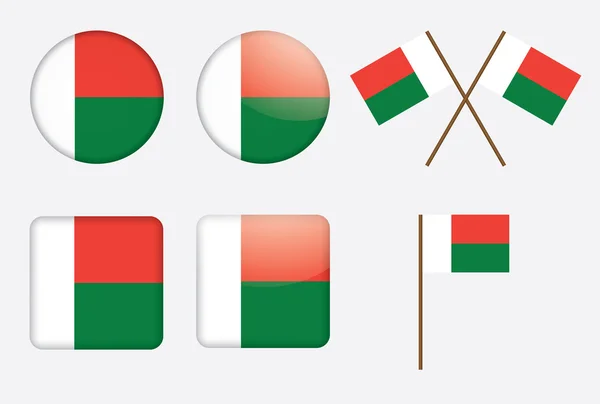 Insignias con bandera de Madagascar — Vector de stock