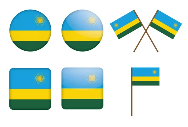 Badges with flag of Rwanda — Stock Vector