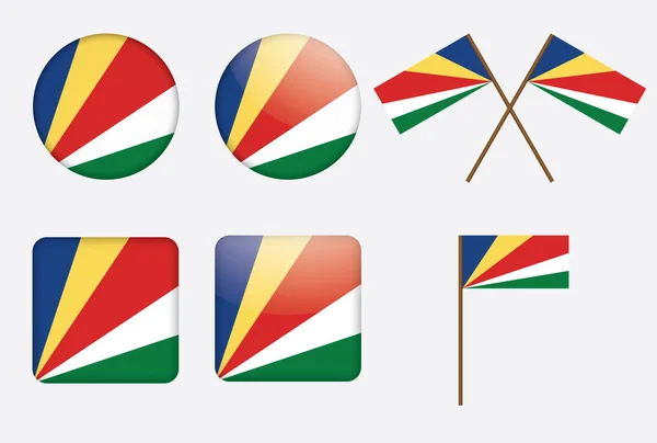 Insignias con bandera de Seychelles — Archivo Imágenes Vectoriales