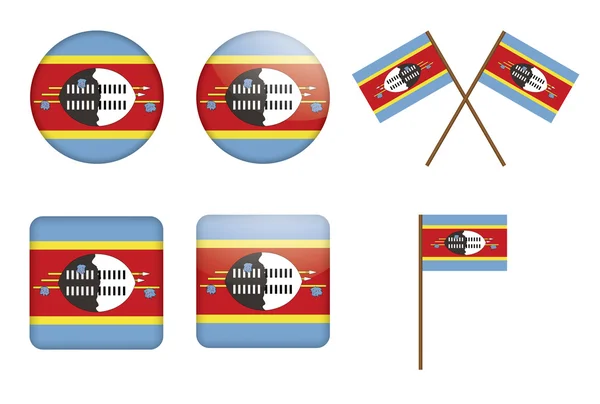 Badges avec drapeau du Swaziland — Image vectorielle