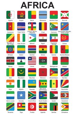 Basma düğmelerini Afrika ülkelerinin bayrakları ile