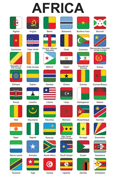 Push buttons with African countries flags — Stock Vector