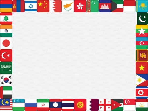 Paesi asiatici bandiera icone cornice — Vettoriale Stock