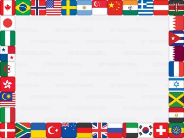 Background with world flag icons frame