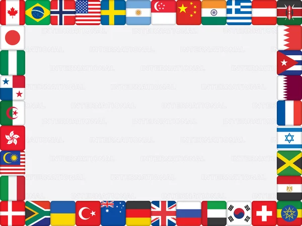 Fundo com moldura de ícones de bandeira do mundo —  Vetores de Stock