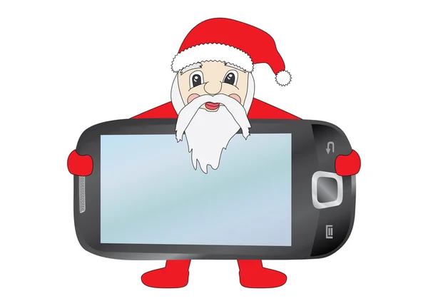 Santa Claus holding mobile phone — Stock Vector