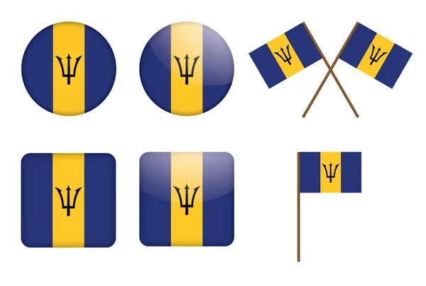 Odznaky s vlajkou Barbadosu — Stockový vektor