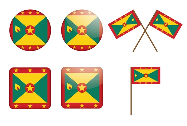 Distintivos com bandeira de Granada —  Vetores de Stock