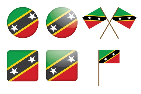 Badges with flag of Saint Kitts and Nevis — Stock Vector