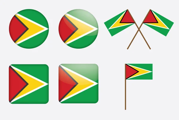 Odznaky s Guyanská vlajka — Stockový vektor
