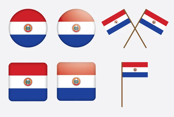 Distintivi con la bandiera di Paraguay — Vettoriale Stock