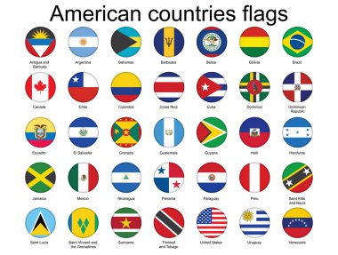düğmeleri ile Amerikan ülke bayrakları