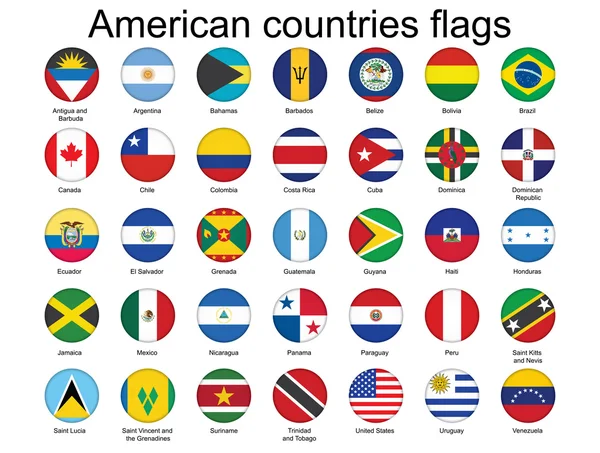 Botones con banderas de países americanos — Archivo Imágenes Vectoriales