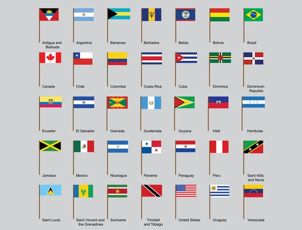 Amerikanska länder flaggor — Stock vektor