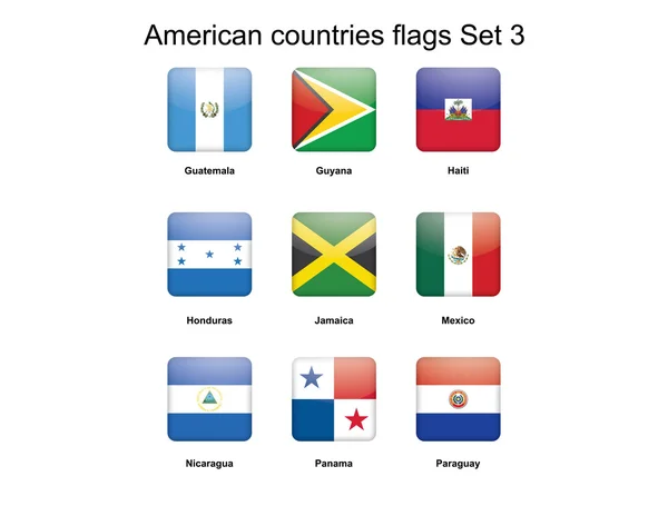 American countries flags Set 3 — Stock Vector