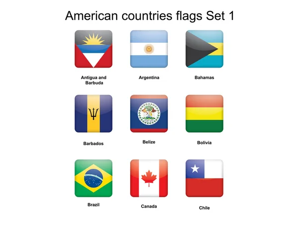 Drapeaux des pays américains Set 1 — Image vectorielle