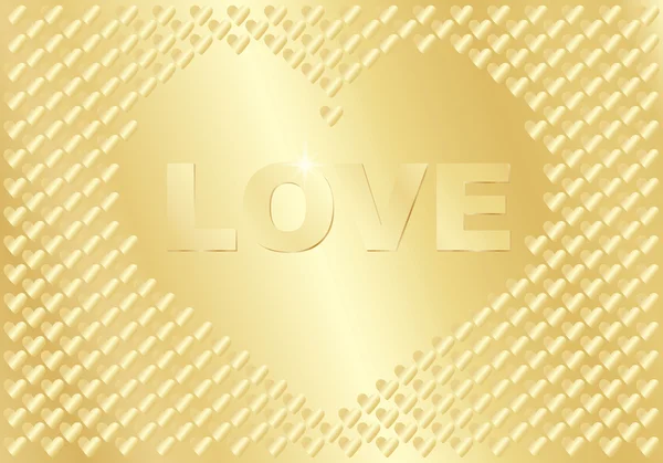 Golden background with word Love — Stock Vector