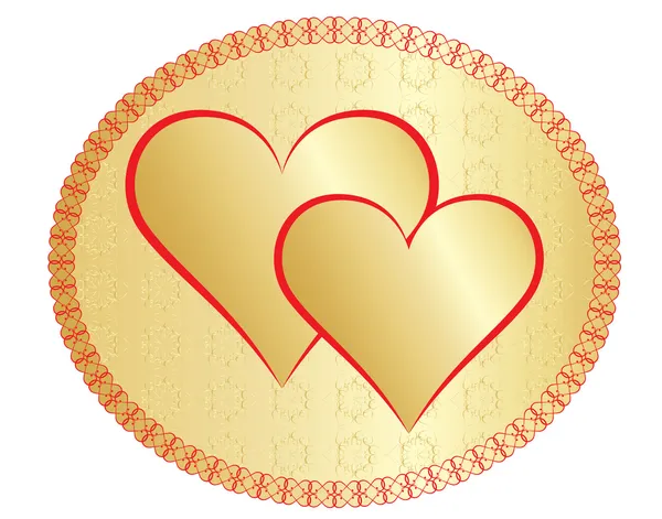 Two golden valentines — Stock Vector