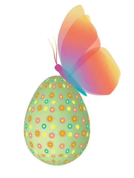 Butterfly on Easter painted egg — Stock Vector