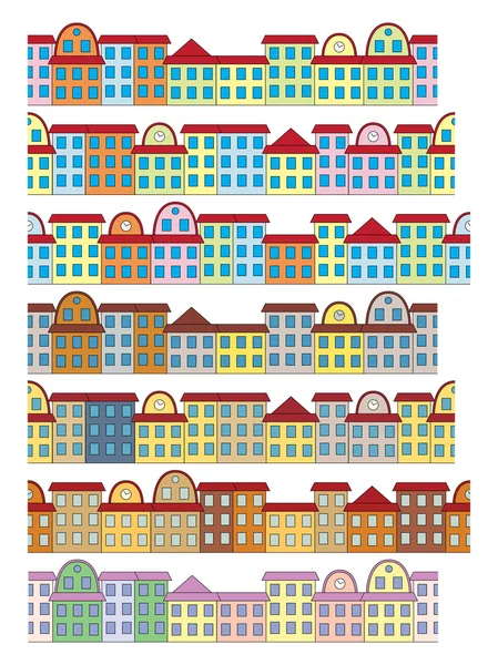 Ряды цветных зданий — стоковый вектор