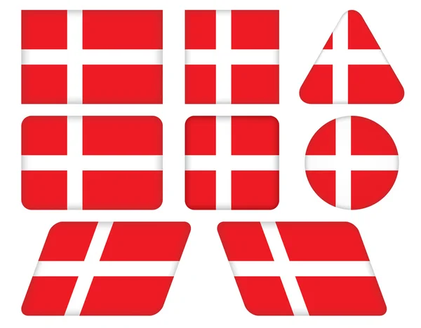 Boutons avec drapeau de Danemark — Image vectorielle
