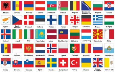 simgeleri ile Avrupa bayrakları