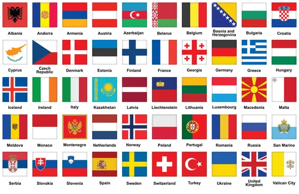 Iconos con banderas de Europa — Vector de stock