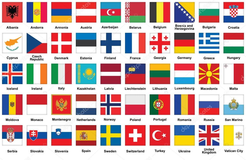 Icons with flags of Europe